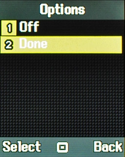 Highlight Done and press the Navigation key.