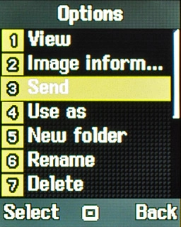 Scroll to Send and press the Navigation key.