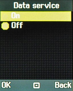 Highlight On or Off and press the Navigation key.