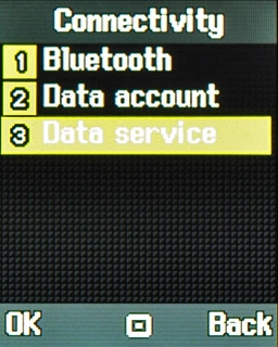 Scroll to Data service and press the Navigation key.