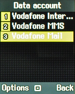 Scroll to Vodafone Mail and press the Navigation key.