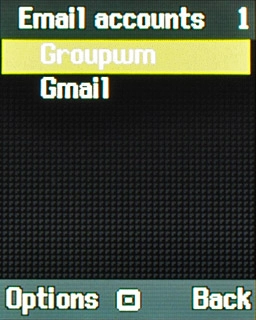 Scroll to the account you have just set up and press Options.