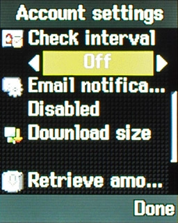 Highlight the field below Check interval and press Navigation key right to select Off or the required period.