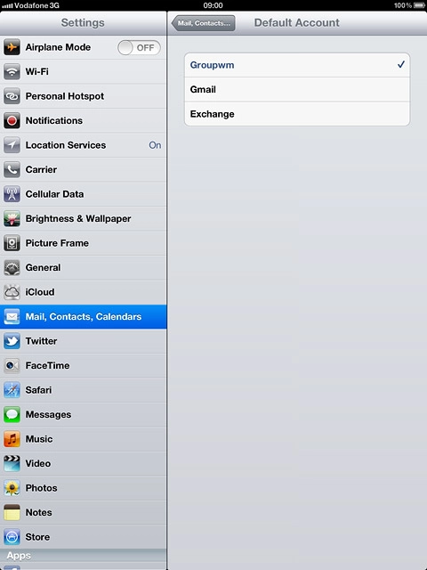 When the box next to an email account is ticked (V), the account is set as the default account.