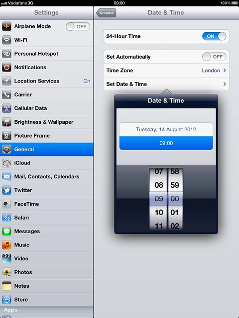 Drag the wheels to set the time.