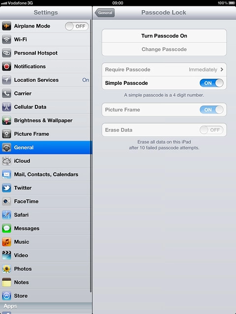 Press Turn Passcode On.Key in a lock code of your own choice.Key in the same lock code again.