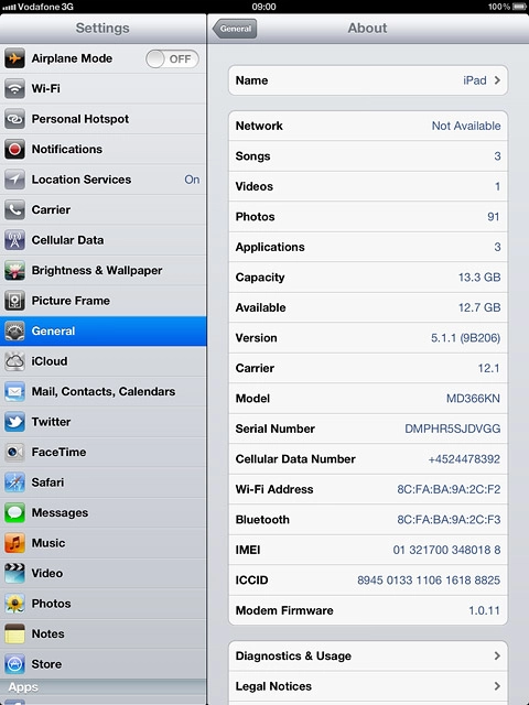 View your device's software version next to Version.