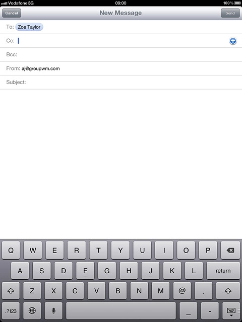 Press Cc or Bcc.Key in the first letters of the required contact.Matching contacts are displayed.