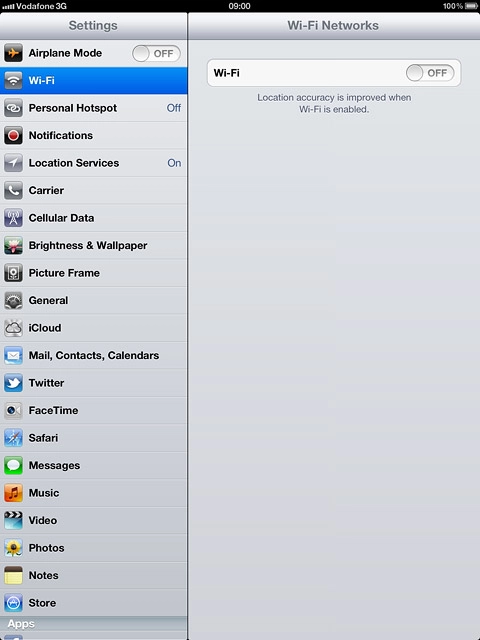Press the indicator next to Wi-Fi to turn on the function.