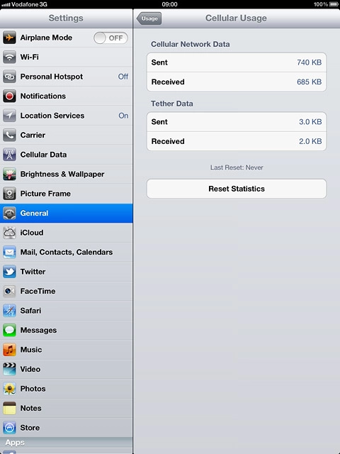 View your data usage below Cellular Network Data.