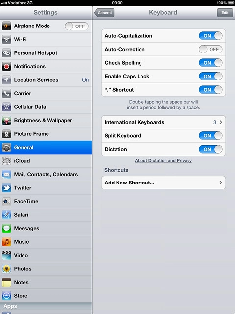 Press the indicator next to Auto-Correction to turn on word suggestion.