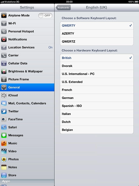 When a keypad type is ticked (V), it's selected.