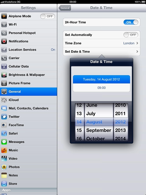 Press Set Date & Time to go back to the settings.