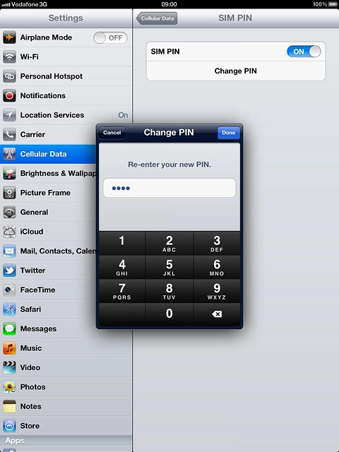 Key in the new PIN again and press Done.