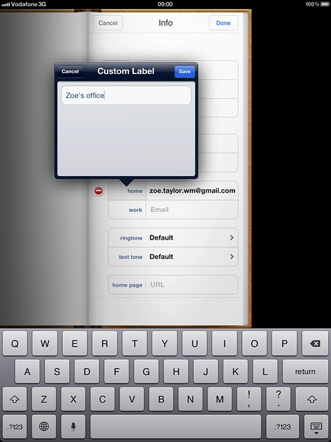 Key in the required text and press Save.