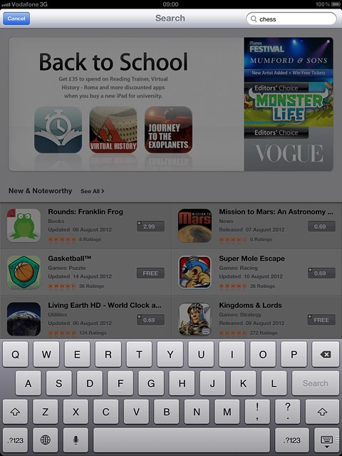 Key in the name of the required app and press Search.