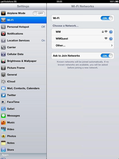 A list of Wi-Fi networks within range is displayed.Press the required Wi-Fi network.
