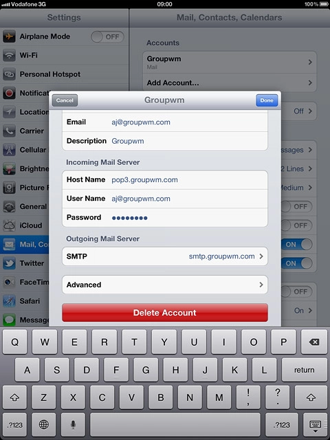 Press SMTP below Outgoing Mail Server.