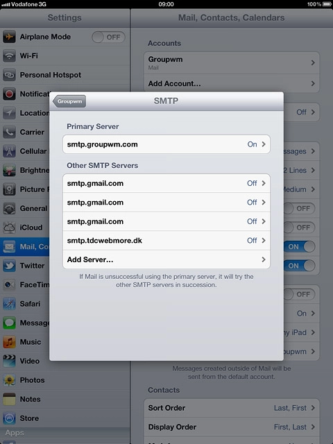 Press the field below Primary Server.
