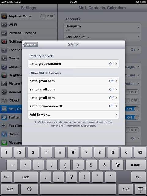 Press the name of the email account you've just set up.