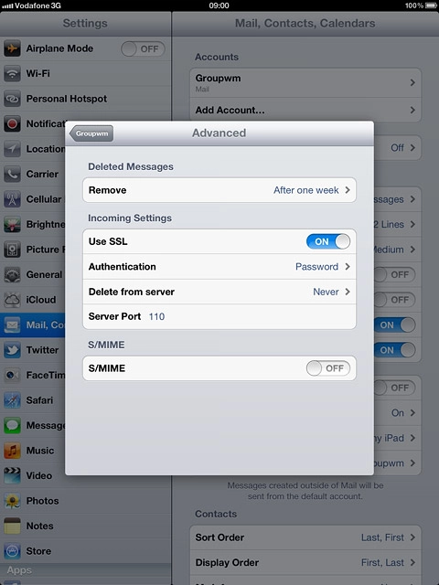 Press the indicator next to Use SSL to turn off the function.