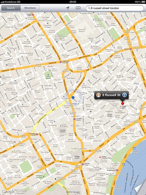 The information field, containing name or address of the destination, is displayed above the destination.