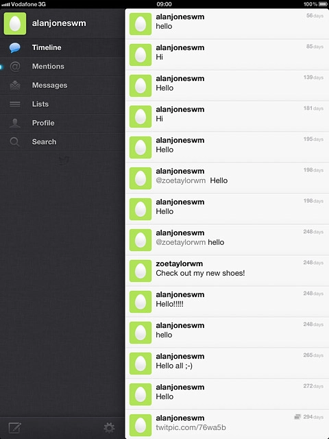 You can now use the application.Please note that Twitter isn't part of the original application package and therefore only a general description is given here.You have a number of options, such as:Write status updatesView status updates from people you followView messages sent directly to youTurn status updates on or off