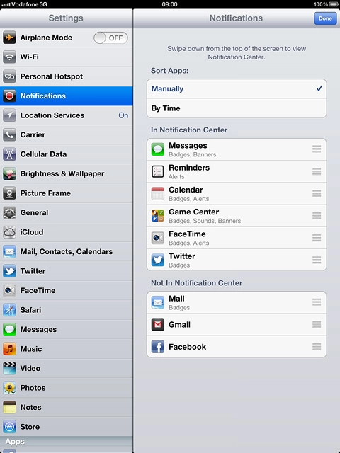 Press and hold the organise icon next to the required menu item.Drag the menu item to the required position.