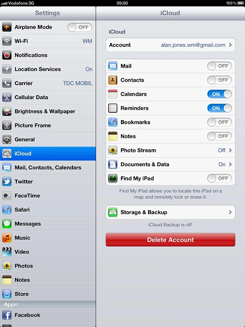 Press iCloud.If it's the first time you use the application, you need to log on.