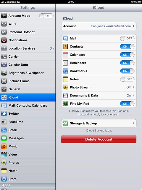 Press Storage & Backup.