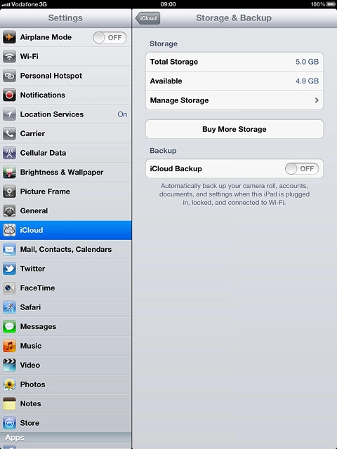 Press the indicator next to iCloud Backup to turn on the function.