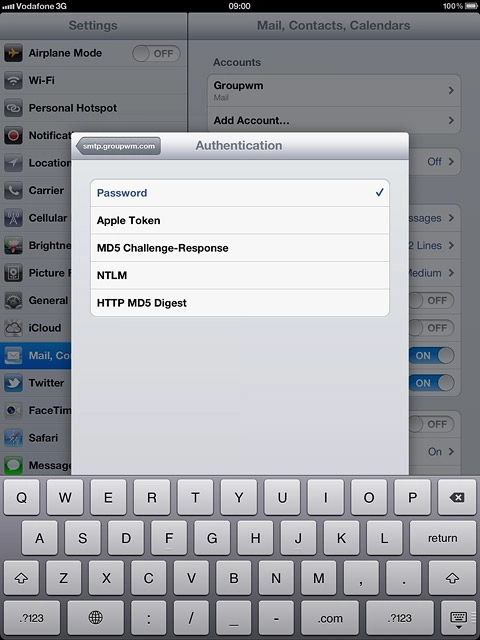 Press the name of the email account you've just set up.