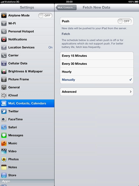 Press Mail, Contacts... to save the settings.