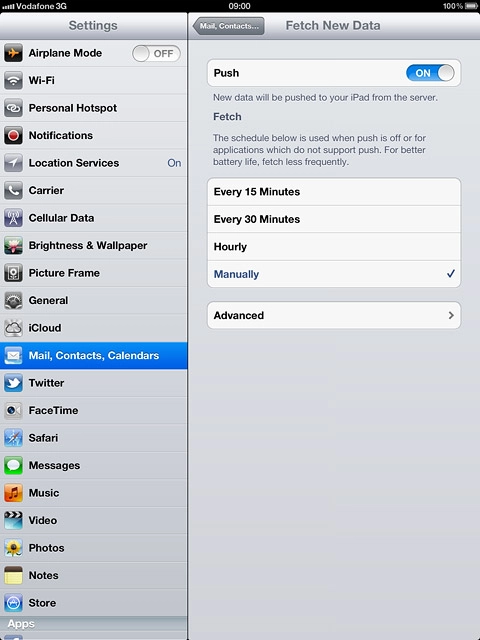 Press Mail, Contacts... to save the settings.