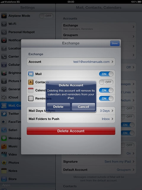 Press Delete to confirm.
