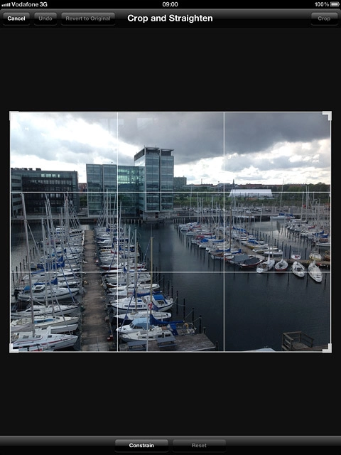 Drag each of the four corners to the required position to select the required section.