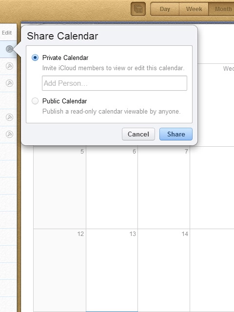 If you select Private Calendar: