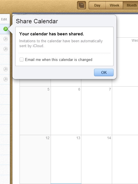 If required, select Email me when this calendar is changed.