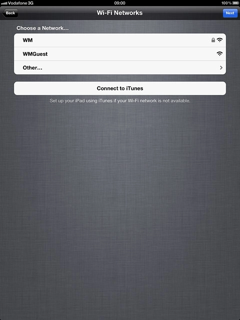 Press the required Wi-Fi network or Other....Follow the instructions on the display to connect to the required Wi-Fi network.