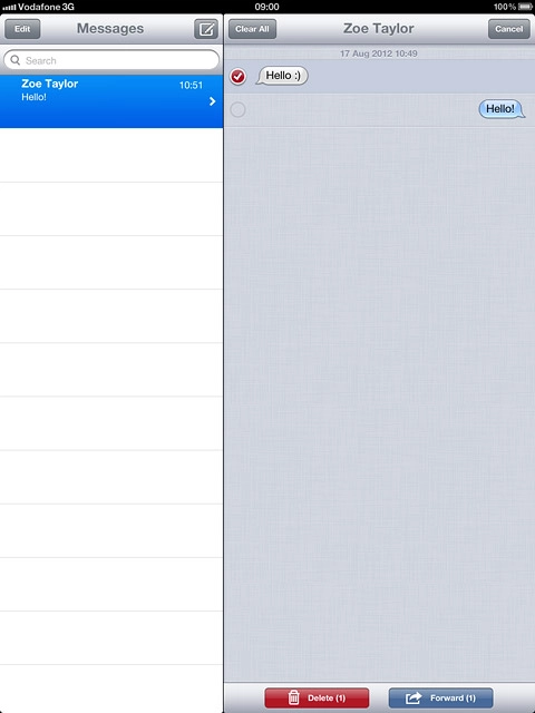 Press Forward.Key in the first letters of the required contact.Matching contacts are displayed.