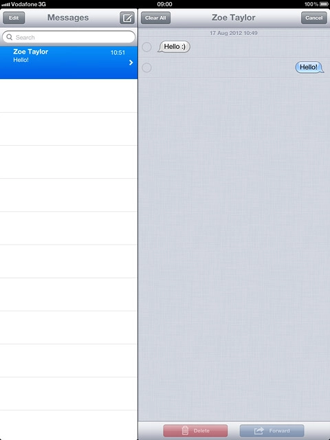 Press the required iMessage to tick it.