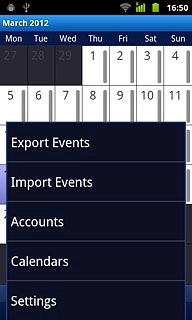 Press Settings.Follow the instructions on the display to select the required settings for the calendar.