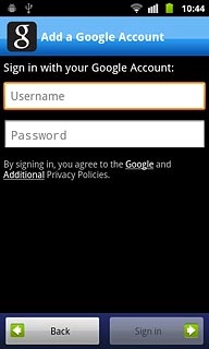 Press Username and key in the username for your Google account.