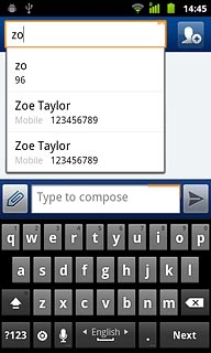 Key in the first letters of the required contact.Matching contacts are displayed.Press the required contact.
