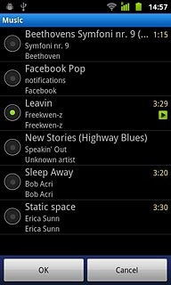 Press the field next to the required audio file.