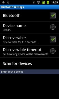 When the box next to the menu item is ticked (V), Bluetooth visibility is turned on.