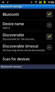 Press Scan for devices.Your phone now searches for devices and after a moment, a list of Bluetooth devices within range is displayed.