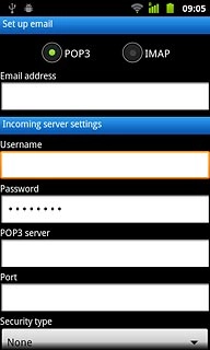 Press the field below Username and key in the username for your email account.