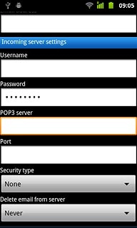 Press the field below POP3 server and key in the name of your email provider's incoming email server.