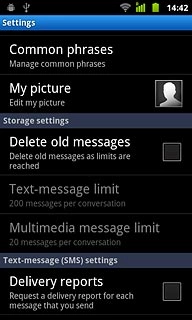 Press Delivery reports below Text-message (SMS) settings to turn the function on or off.